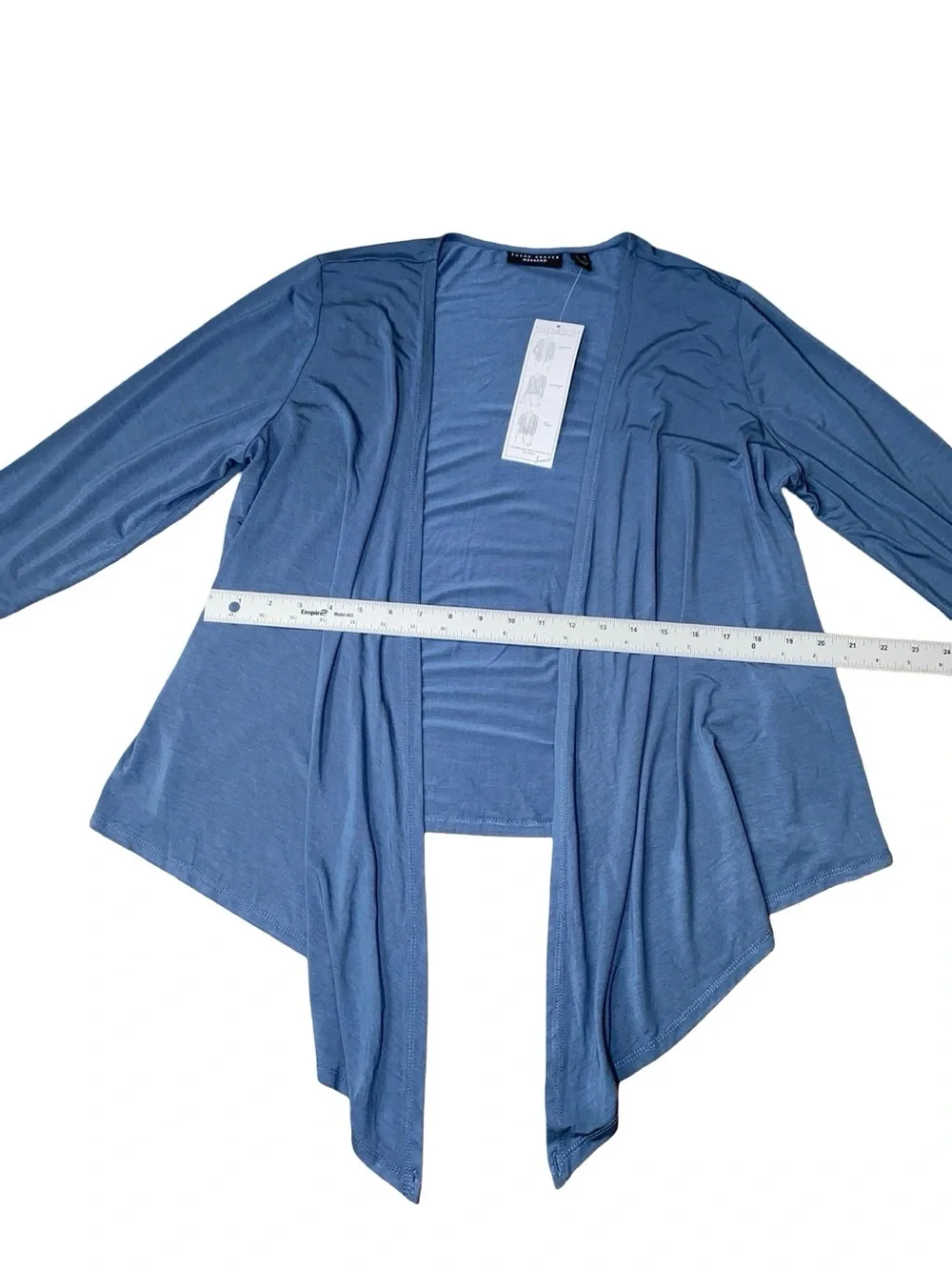 Susan Graver Weekend Blue Signature Shrug Open Front Cardigan Medium Rayon